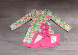 NO MOQ Preorder Samples GLD1820 Saint Patrick Leaves Rainbows Bows Yoga Scallop Edge Girl's Dress