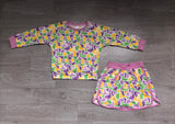 NO MOQ Preorder Samples GLD1824 Mardi Gras Camo Purple Girls Skorts Set