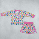 GLD1825 Easter Bunny Camo Pink Girls Skorts Set
