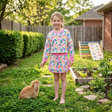 GLD1825 Easter Bunny Camo Pink Girls Skorts Set