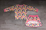 NO MOQ Preorder Samples GLD1825 Easter Bunny Camo Pink Girls Skorts Set