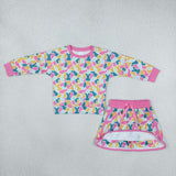 GLD1825 Easter Bunny Camo Pink Girls Skorts Set