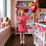 GLD1826 Valentine's Day Love Plaid Red Girls Skorts Set