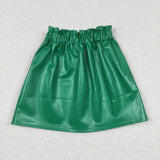 GLK0018 Green Leather Girl's Skirt