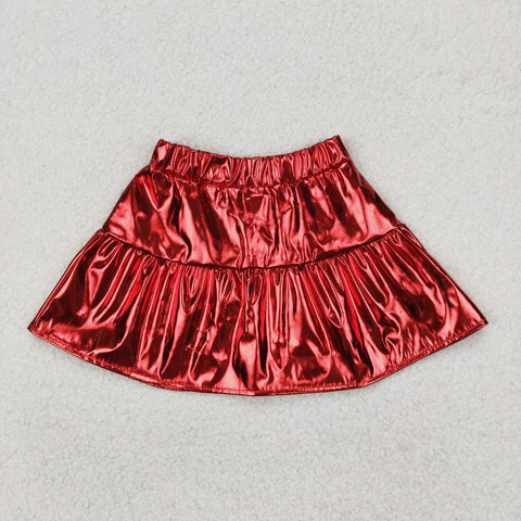 GLK0041 Red Leather Girl's Skirt Shorts