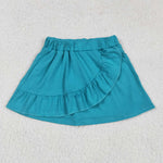 GLK0060 Green Cotton Ruffles Girl's Skorts