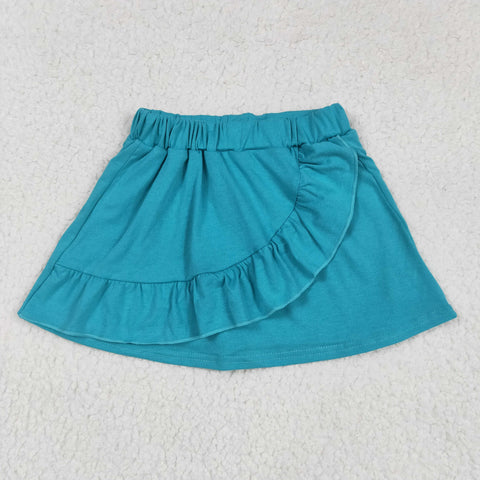 GLK0060 Green Cotton Ruffles Girl's Skorts