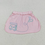GLK0071 Embroidery Golf Cart Pink Sports Girl's Skirts
