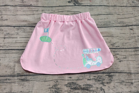 Preorder GLK0071 Embroidery Golf Cart Pink Sports Girl's Skirts