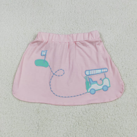GLK0071 Embroidery Golf Cart Pink Sports Girl's Skirts