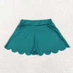 GLK0077 Solid Color Green Yoga Girl's Skorts