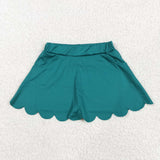 GLK0077 Solid Color Green Yoga Girl's Skorts