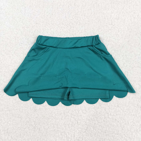 GLK0077 Solid Color Green Yoga Girl's Skorts