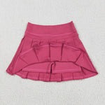 GLK0079 Dark Pink Active Pleated Tennis Skirts Girls Skorts