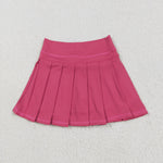 GLK0079 Dark Pink Active Pleated Tennis Skirts Girls Skorts