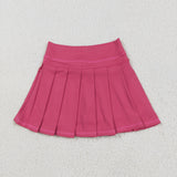 GLK0079 Dark Pink Active Pleated Tennis Skirts Girls Skorts