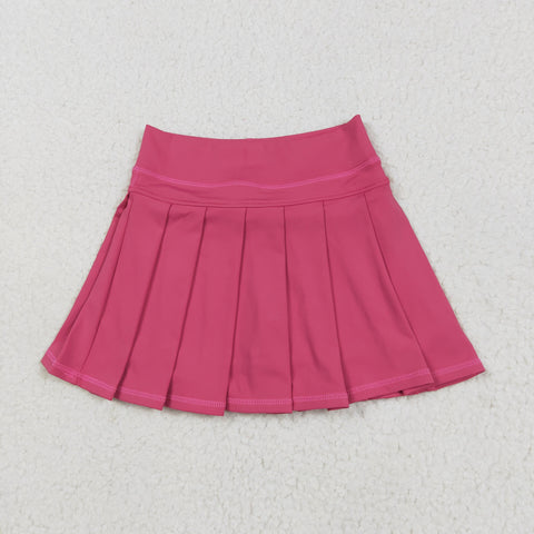 GLK0079 Dark Pink Active Pleated Tennis Skirts Girls Skorts