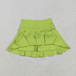 GLK0081 Yellow Active Pleated Tennis Skirts Girls Skorts