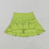 GLK0081 Yellow Active Pleated Tennis Skirts Girls Skorts