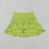 GLD1721 Christmas Green Animals Winter Knit Sweater Pleated Skirt Girls Set