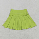 GLK0081 Yellow Active Pleated Tennis Skirts Girls Skorts