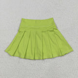 GLD1721 Christmas Green Animals Winter Knit Sweater Pleated Skirt Girls Set