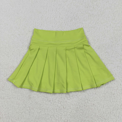 GLK0081 Yellow Active Pleated Tennis Skirts Girls Skorts