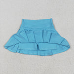 GLK0082 Sky Blue Active Pleated Tennis Skirts Girls Skorts