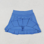 GLK0084 Dark Blue Yoga Active Pleated Tennis Skirts Girls Skorts