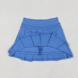 GLK0084 Dark Blue Yoga Active Pleated Tennis Skirts Girls Skorts