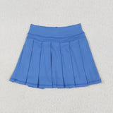 GLK0084 Dark Blue Yoga Active Pleated Tennis Skirts Girls Skorts
