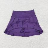 GLK0086 Dark Purple Active Pleated Tennis Skirts Girls Skorts