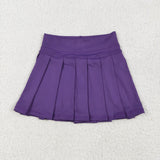 GLK0086 Dark Purple Active Pleated Tennis Skirts Girls Skorts