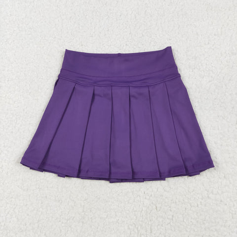 GLK0086 Dark Purple Active Pleated Tennis Skirts Girls Skorts