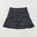 GLK0087 Black Active Pleated Tennis Skirts Girls Skorts