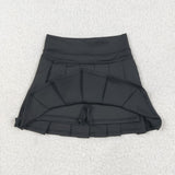 GLK0087 Black Active Pleated Tennis Skirts Girls Skorts