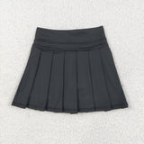 GLK0087 Black Active Pleated Tennis Skirts Girls Skorts