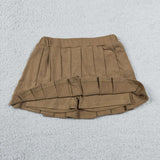 GLK0107 Solid Color Khaki Pleated Tennis Girls Skorts
