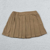 GLK0107 Solid Color Khaki Pleated Tennis Girls Skorts