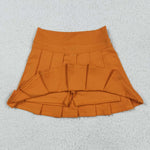 GLK0109 Orange Active Pleated Tennis Skirts Girls Skorts