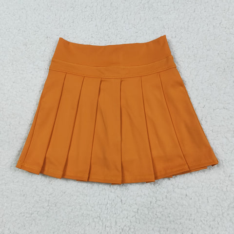 GLK0109 Orange Active Pleated Tennis Skirts Girls Skorts