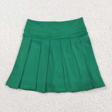 GLK0126 Solid Color Green Yoga Active Pleated Tennis Girls Skorts