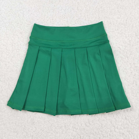 GLK0126 Solid Color Green Yoga Active Pleated Tennis Girls Skorts
