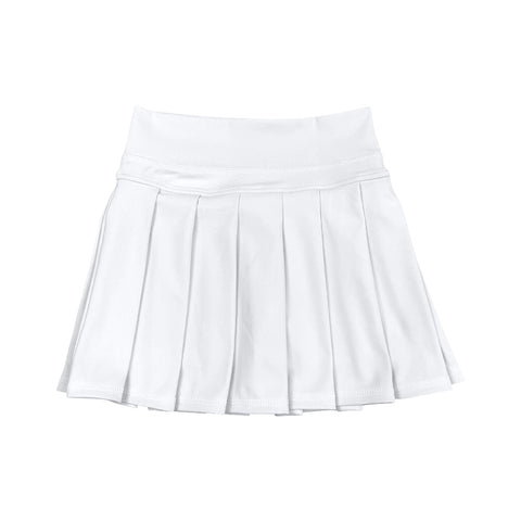 Preorder MOQ 5 pcs GLK0136 Solid Color White Yoga Active Pleated Tennis Girls Skorts