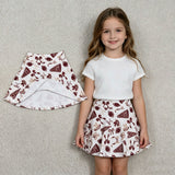 GLK0139 Go Team Football Bows Yoga Girls Skorts