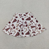 GLK0139 Go Team Football Bows Yoga Girls Skorts