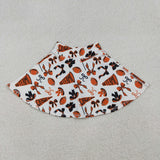GLK0140 Go Team Bows Football Orange Tennis Yoga Girls Skorts Skirts