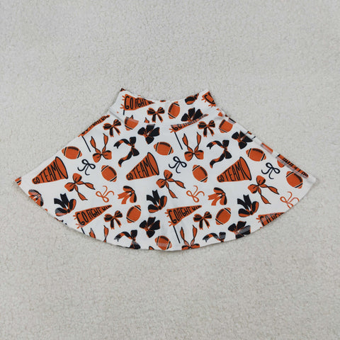 GLK0140 Go Team Bows Football Orange Tennis Yoga Girls Skorts Skirts