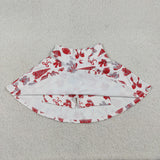 GLK0141 Go Team Football Bows Red Yoga Girls Skorts