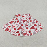 GLK0141 Go Team Football Bows Red Yoga Girls Skorts